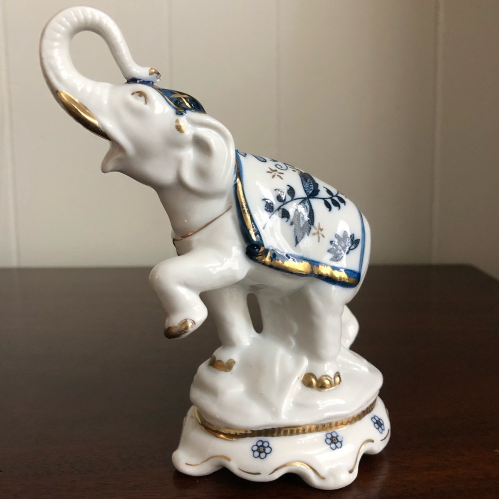 White Porcelain Good Luck Elephant by Seymour Mann, Limited from Vienna Woods,